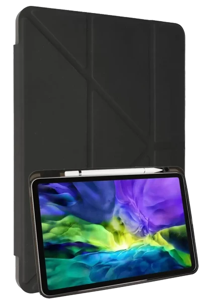 Newface Apple iPad 10.2 (8.nesil) Kılıf Kalemlikli Mars Tablet Kılıfı - Koyu Gri ürün görseli 1