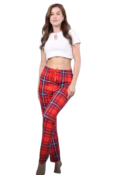 Pijama Altı Modal  Ring Viskon Kumaş-Ekose Desenli ürün görseli 1