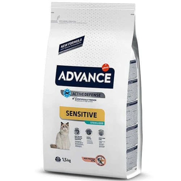 Advance Sensitive Hassas Deri Somonlu Kısırlaştırılmış Kedi Maması 1.5 Kg ürün görseli 1