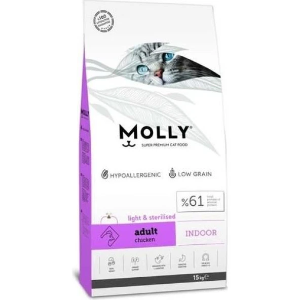 Molly Hipoalerjenik Tavuklu Kısırlaştırılmış Kedi Maması 15 Kg ürün görseli 1