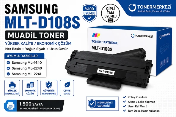 Samsung MLT-D108S Yüksek Kalite Muadil Toner 1500 Sayfa Kapasiteli ürün görseli 1