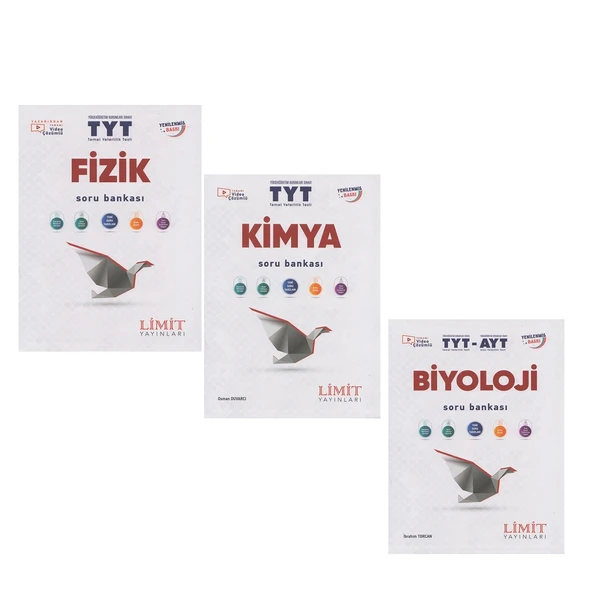 Limit Yayınları TYT Fizik Kimya ve Biyoloji Soru Bankası Seti 3 Kitap ürün görseli 1
