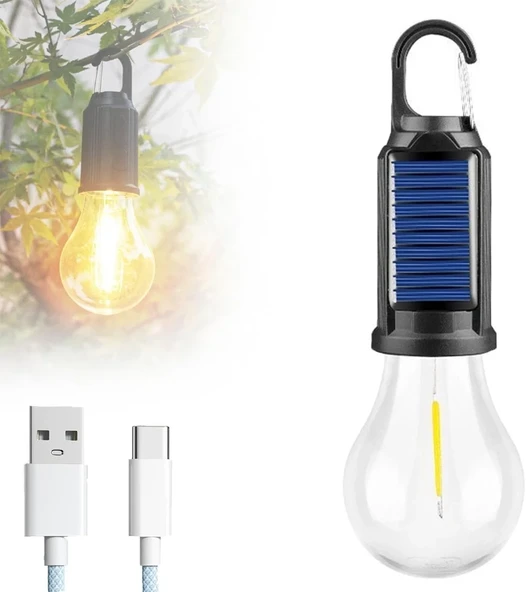 Solar Güneş Enerjili Led Ampul 3 Modlu Uzaktan Kumandalı Solar Camping Lamp (5224) ürün görseli 1