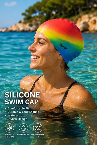 Silikon Deniz Bonesi Unisex Yüzme Bonesi Havuz ve Deniz Kullanımına Uygun Renkli ürün görseli 1