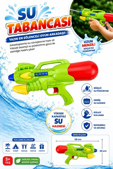 Büyük Boy Su Tabancası - Pompalı Oyuncak Su Tabancası 38 cm 650 ml ürün görseli 1