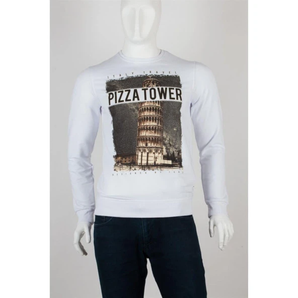 Pisa Kulesi Unisex Pamuklu Slim Fit Sweatshirt Medium ürün görseli 1