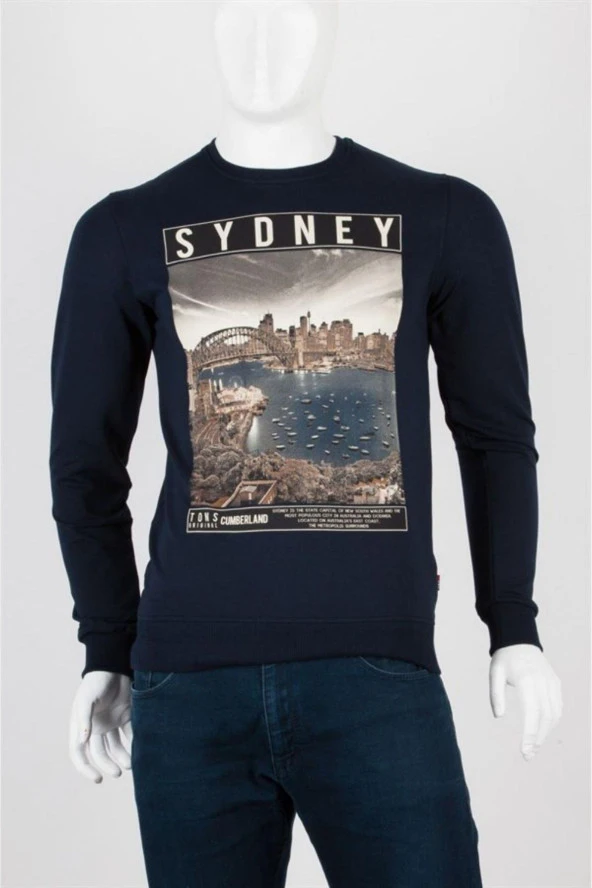 Sidney Unisex Pamuklu Slim Fit Sweatshirt Medium - Resim 4