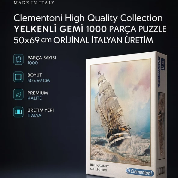 Clementoni High Quality Collection Yelkenli Gemi 1000 Parça Puzzle 50x69 cm Orijinal İtalyan Üretim ürün görseli 1