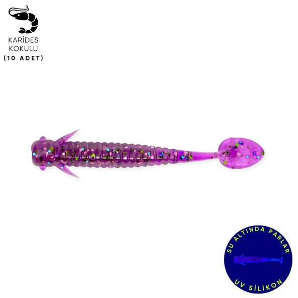 Silikon Kurt Yem - 1g 50mm - Fishack Wormix - 10 Adet - Purple ürün görseli 1