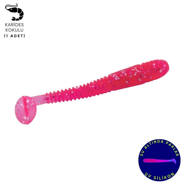Silikon Kurt Yem - 1,1g 55mm - Fishack Wormix - 1 Adet - UV - Pembe ürün görseli 1