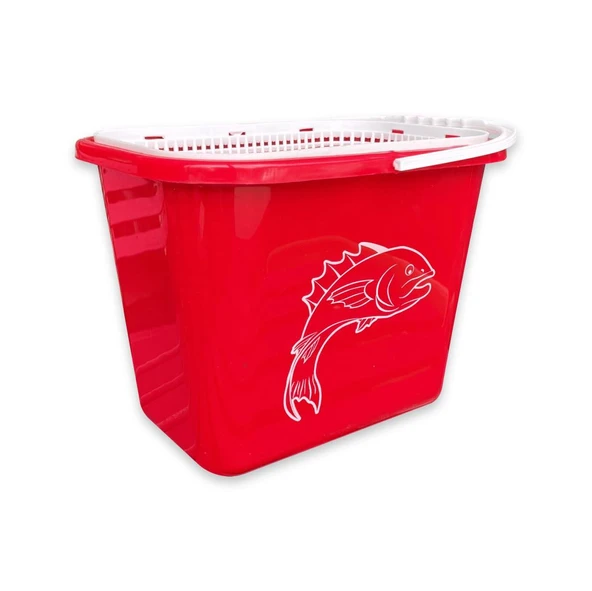 Balıkçı Kovası - 15 lt - Fishack - Süzgeçli - Kırmızı (Kod 179) ürün görseli 1