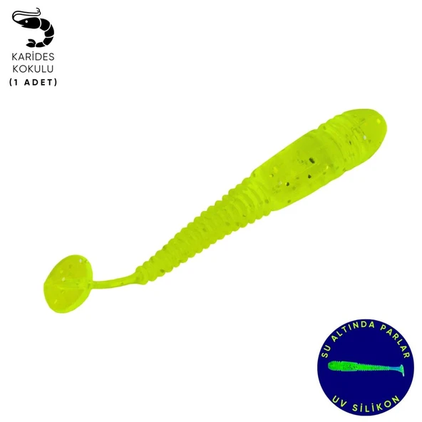 Silikon Kurt Yem - 1,1g 55mm - Fishack Wormix - 1 Adet - UV - Fluo Green ürün görseli 1