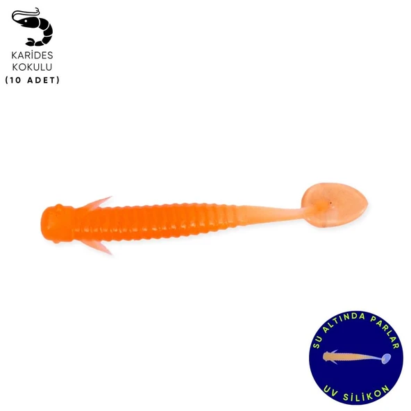 Silikon Kurt Yem - 1g 50mm - Fishack Wormix - 10 Adet - Orange ürün görseli 1