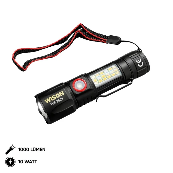 USB Şarj Edilebilir El Feneri - Wison - 1000 Lümen - 10 Watt - (WS-2828) ürün görseli 1