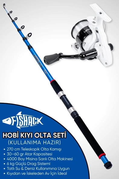 Hobi Kıyı Olta Takımı - 270cm 30-60gr Kamış + 3000'lik Olta Makinesi (LX4+BL300) ürün görseli 1