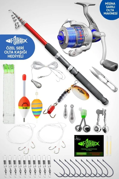35 Parça Tam Takım Olta Seti - 300cm Kamış 30-60GR / 30'luk Makine (Sarı) ürün görseli 1