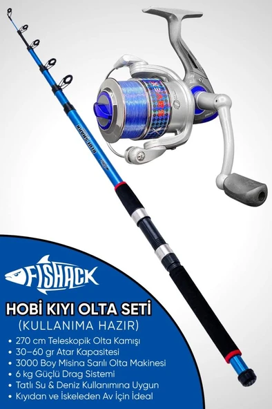 Hobi Kıyı Olta Takımı - 270cm 30-60gr Kamış + 3000'lik Olta Makinesi (XA4+BL300) ürün görseli 1