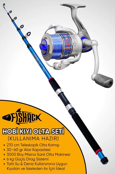 Hobi Kıyı Olta Takımı - 270cm 30-60gr Kamış + 3000'lik Olta Makinesi (XB4+BL300) ürün görseli 1