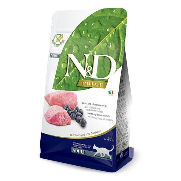 N&D Tahılsız Kuzulu&Yabanmersinli Yetişkin Kedi Maması 1,5 KG ürün görseli 1