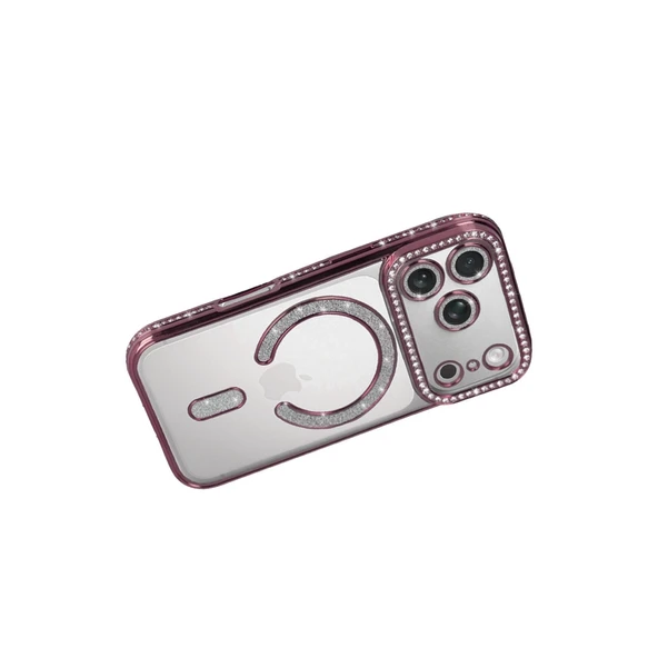 Apple İphone 17 Pro Max Joke Simli Magneticsafe Kılıf - Pembe - Resim 4