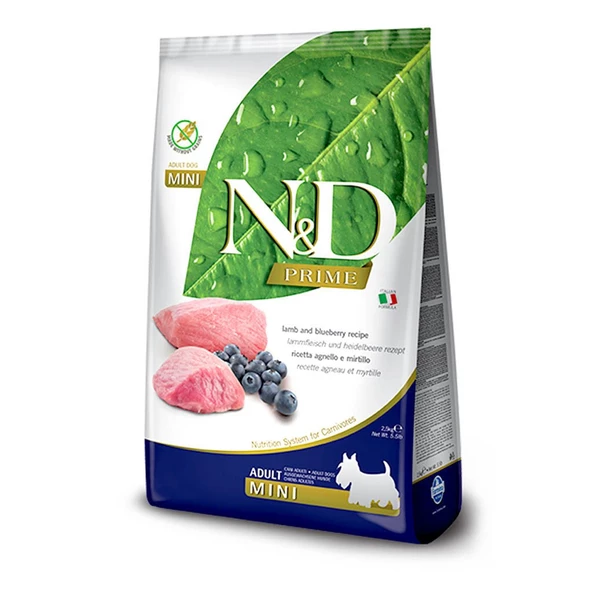 N&D Tahılsız Kuzulu&Yabanmersinli Mini Irk Yetişkin Köpek Maması 2,5 KG ürün görseli 1