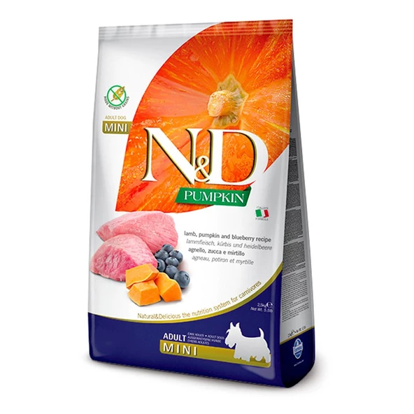 N&D Tahılsız Kuzulu&Balkabaklı Mini Irk Yetişkin Köpek Maması 2,5 KG ürün görseli 1