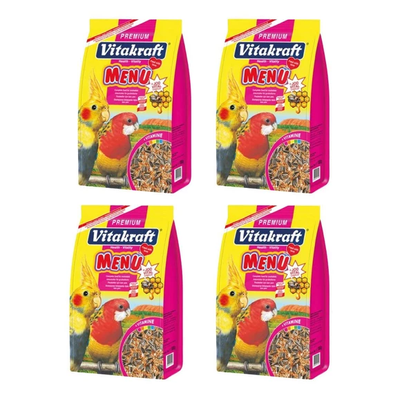 VITAKRAFT 1000GR PARAKET PREMIUM MENU+JODVITAL x 4 Adet ürün görseli 1