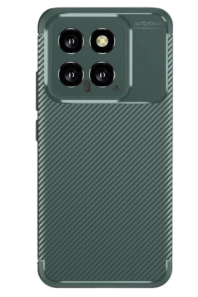 Newface Xiaomi Mi 14T Kılıf Auto Focus Karbon Kapak - Koyu Yeşil ürün görseli 1