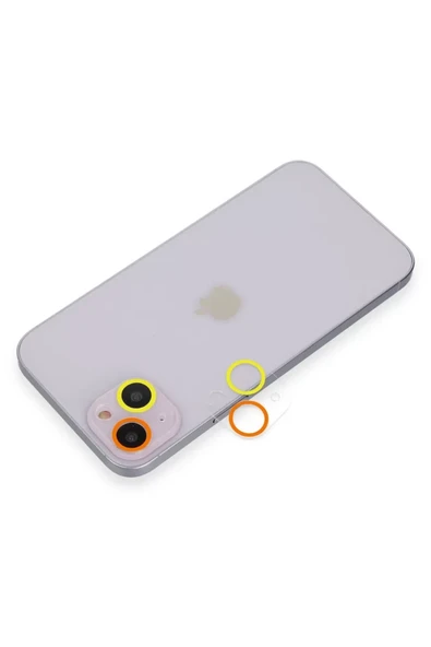 Newface Apple iPhone 13 Mini Renkli Kamera Lens Koruma Cam - Sarı-Turuncu ürün görseli 1