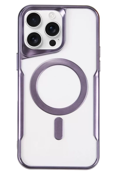 Newface Apple iPhone 16 Pro Max Kılıf Boyi Magsafe Silikon Kapak - Derin Mor ürün görseli 1
