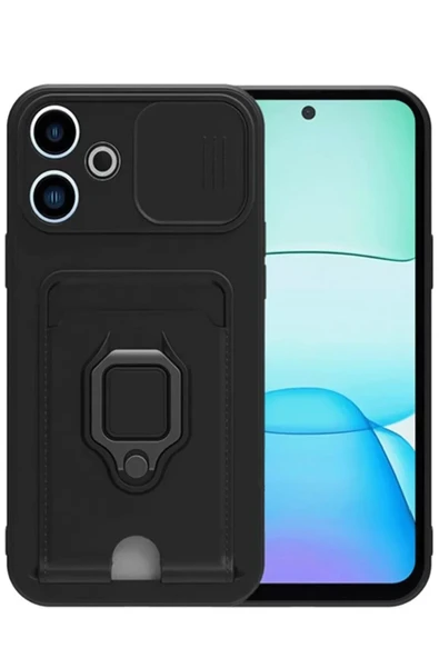 Newface Xiaomi Redmi 13 4G Kılıf Zuma Kartvizitli Yüzüklü Silikon - Siyah ürün görseli 1