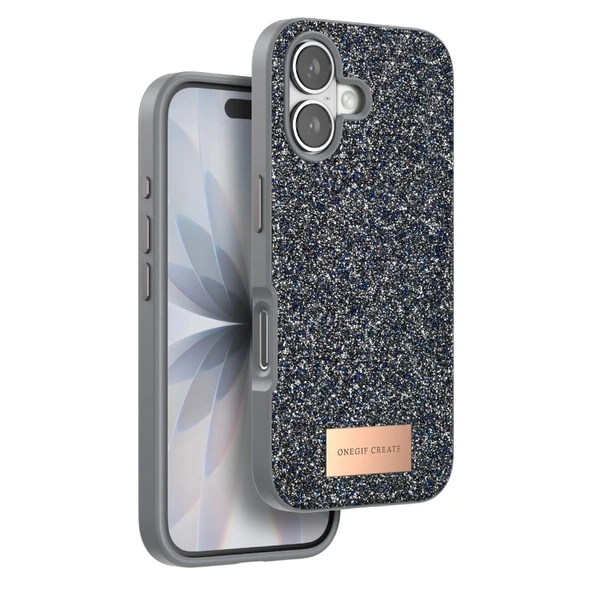 Onegif Apple İphone 17 Bright Simli Kapak - Gümüş ürün görseli 1