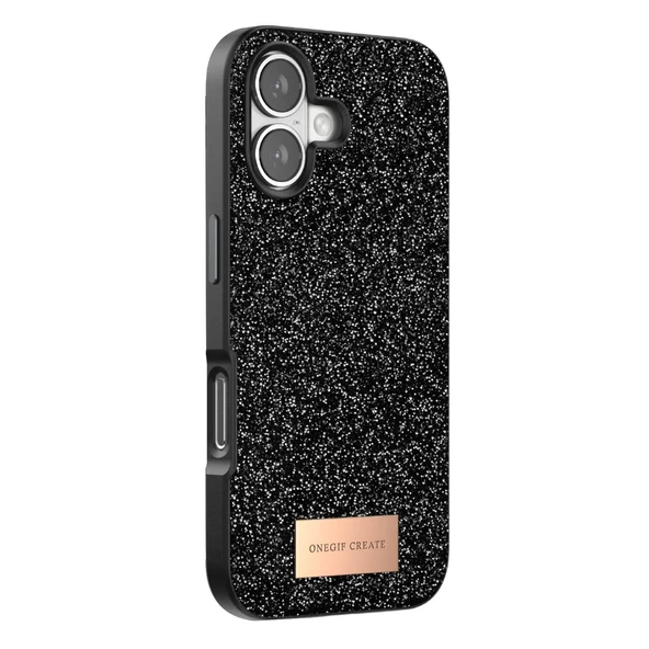 Onegif Apple İphone 17 Bright Simli Kapak - Siyah - Resim 3