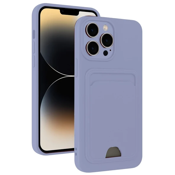 Apple İphone 13 Pro Max Kılıf Kelvin Kartvizitli Silikon - Lila ürün görseli 1