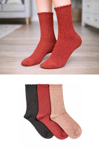 Orbis 3'lü Kadın Simli Fashion Ribli 36 - 40 Soket Çorap - Pembe/Antrasit Orbis 3'lü Kadın Simli Fashion Ribli 36 - 40 Soket Çorap - Pembe/Antrasit ürün görseli 1