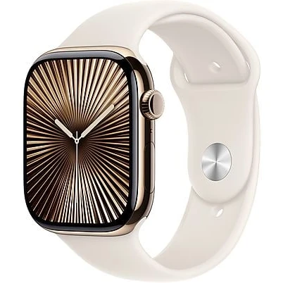 Apple Watch 10 GPS + Cellular 46 mm Altın Titanyum Kasa ve Yıldız Işığı Spor Kordon - M/L ürün görseli 1