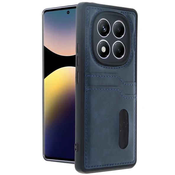 Xiaomi Redmi Note 14 Pro 4g Kılıf Sara Kartvizitli Deri Kılıf - Lacivert ürün görseli 1