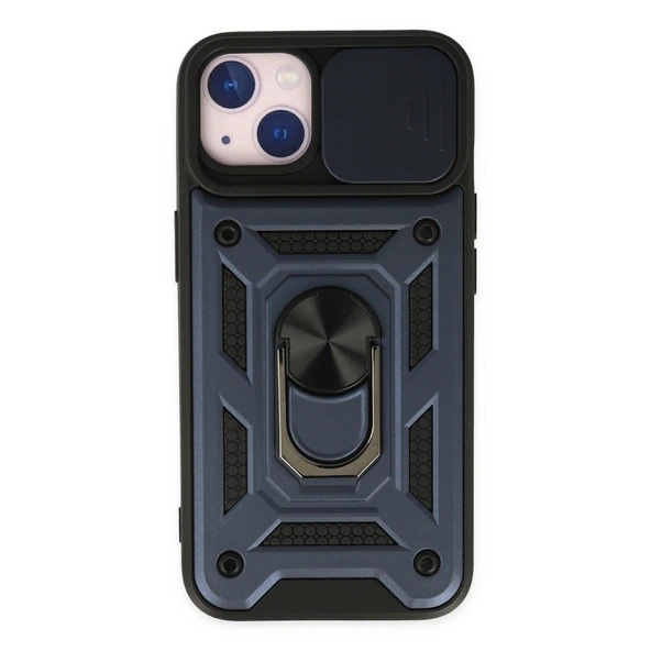 Apple İphone 14 Kılıf Pars Lens Yüzüklü Silikon - Lacivert ürün görseli 1