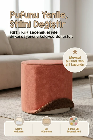 Çift Yönlü Çevir Puf Çift Taraflı Yıkanabilir Puf Bench Kılıfı Linen ürün görseli 1