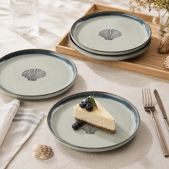 Kütahya Porselen Perla 4 Parça 21 Cm Pasta Tabağı Yeşil ürün görseli 1