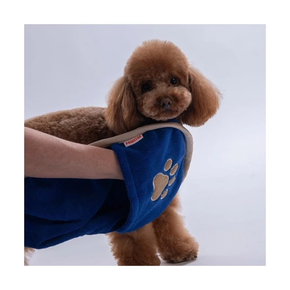 Pawstar Kedi  Köpek Banyo Kurulama Elcikli Havlu Lacivert 23x78cm %100 Pamuk ürün görseli 1