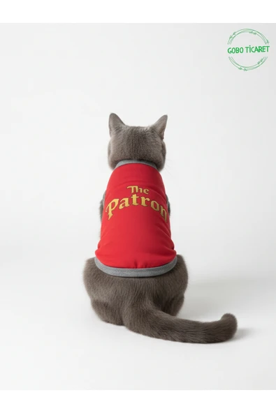 Gobo Kırmızı The Patron Yazılı Kedi ve Köpek Kıyafeti Tişörtü Elbisesi Large/L/Beden 3 ürün görseli 1
