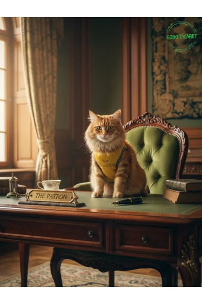 Gobo Sarı The Patron Yazılı Kedi ve Köpek Kıyafeti Tişörtü Elbisesi SMALL/S/Beden 1 ürün görseli 1