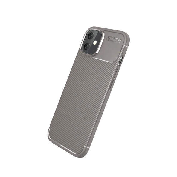 iPhone 11 Kılıf Auto Focus Karbon Kapak - Gri - Resim 3