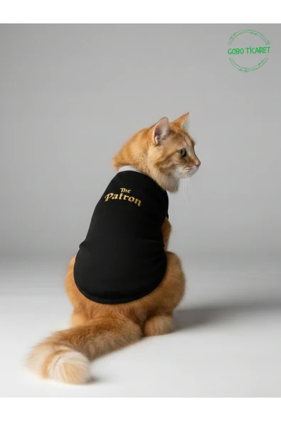 Gobo Siyah The Patron Yazılı Kedi ve Köpek Kıyafeti Tişörtü Elbisesi Large/L/Beden 3 ürün görseli 1