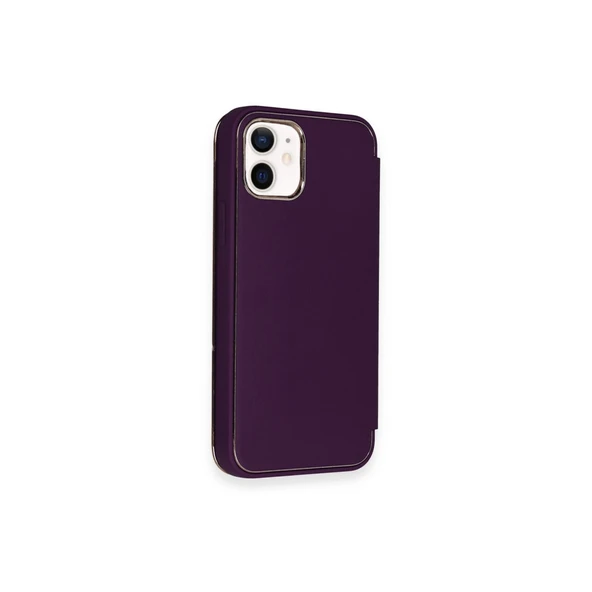 iPhone 12 Kılıf Dolpin Kapaklı - Derin Mor - Resim 4