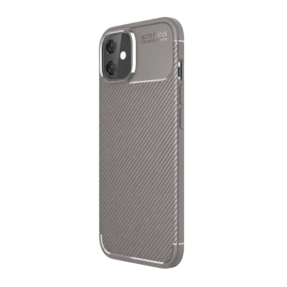 iPhone 11 Kılıf Auto Focus Karbon Kapak - Gri - Resim 2