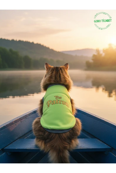 Gobo Yeşil The Patron Yazılı Kedi ve Köpek Kıyafeti Tişörtü Elbisesi Large/L/Beden 3 ürün görseli 1