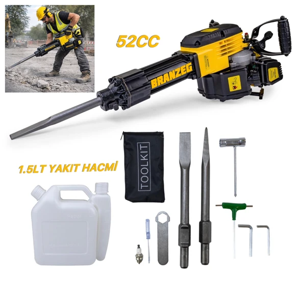 Branzeg Benzinli Kırıcı Hilti 52cc 1500W 1500Bpm Gücü 1.5lt Yakıt Hacmi ürün görseli 1