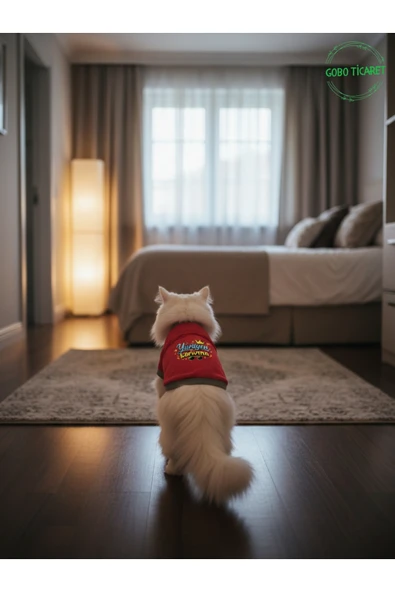 Gobo Kırmızı Yürüyen Karizma Yazılı Kedi ve Köpek Kıyafeti Tişörtü Elbisesi SMALL/S/Beden 1 ürün görseli 1